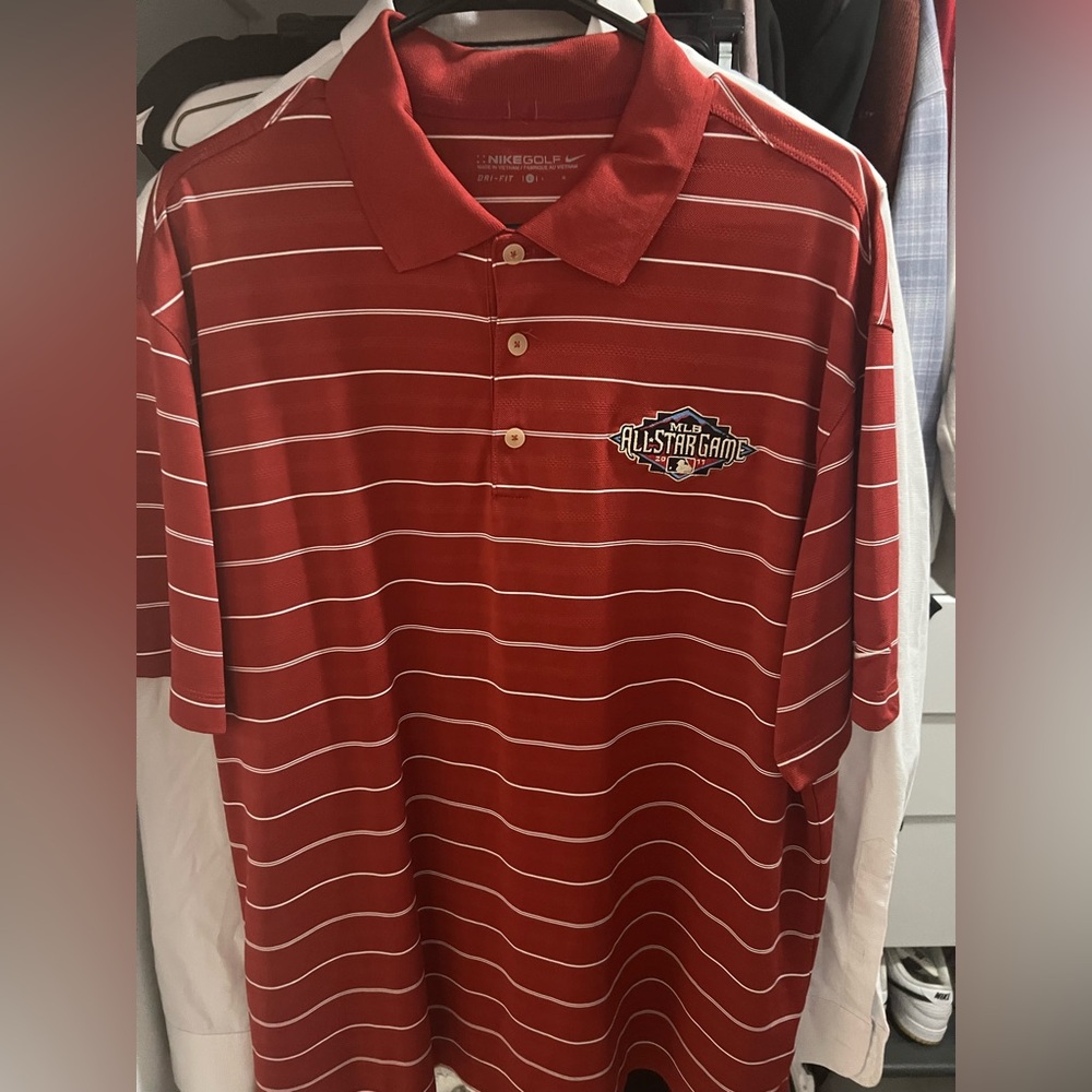 Nike 2011 MLB All-Stars Red and White Striped Polo Shirt